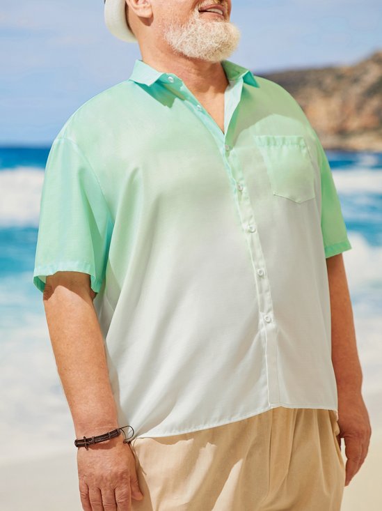 Hardaddy Big Size Gradient Color Short Sleeve Resort Shirt
