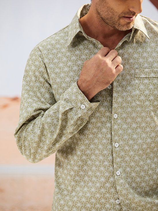 Hardaddy® Cotton Palm Tree Long Sleeve Resort Shirt