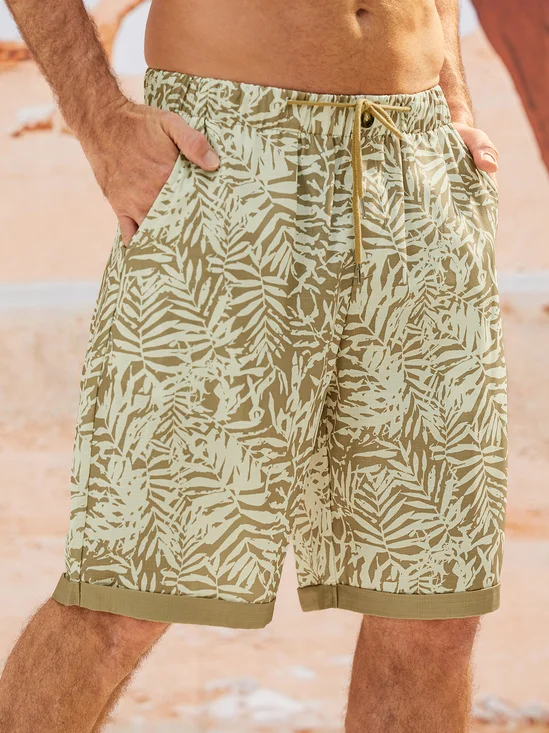 Botanical Pattern Casual Bermuda Shorts