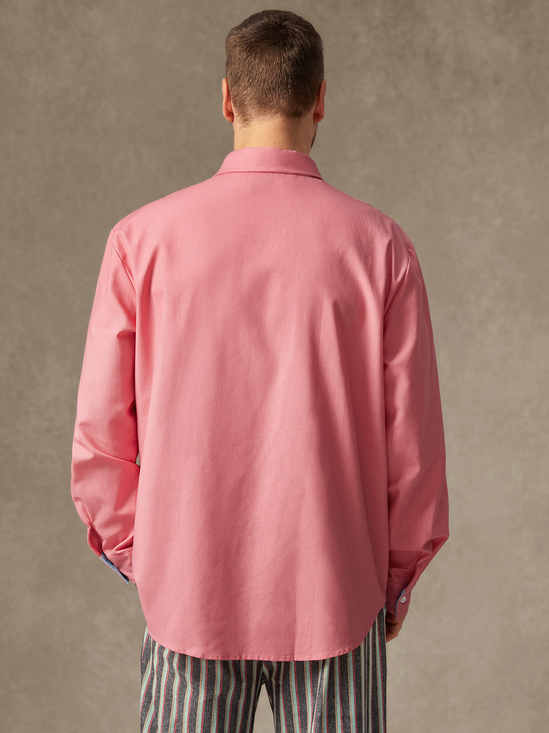 Hardaddy Cotton Color Contrast Long Sleeve Casual Shirt