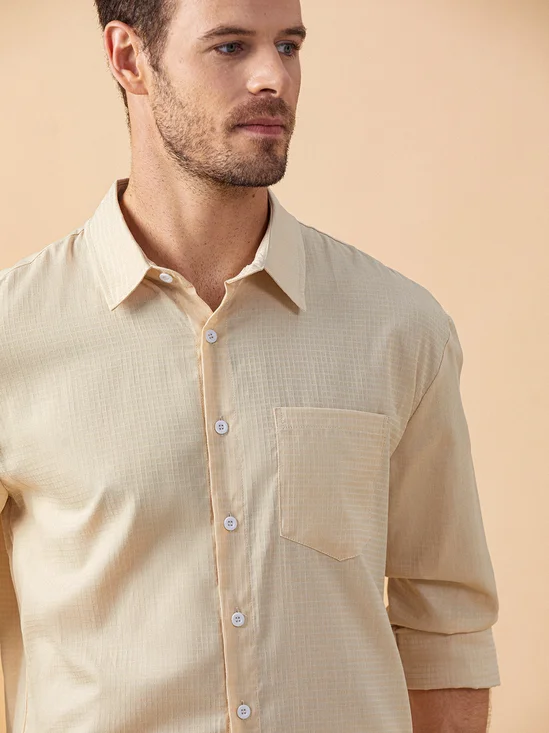 Hardaddy Textured Check Chest Pocket Long Sleeves Casual Shirt