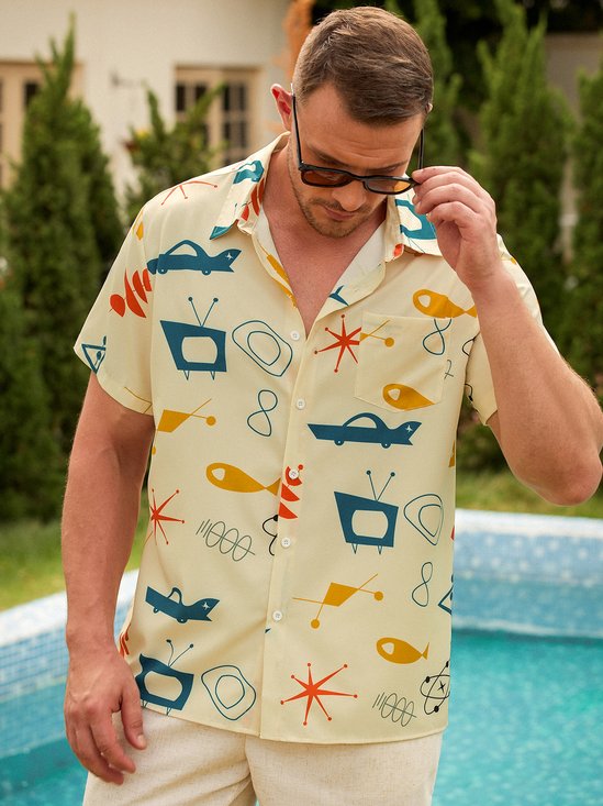 Hardaddy Men's Cocktail Graphic 50s Style Shirt