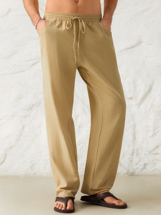 Hardaddy Cotton And linen Style American Casual Basic Wild linen Trousers