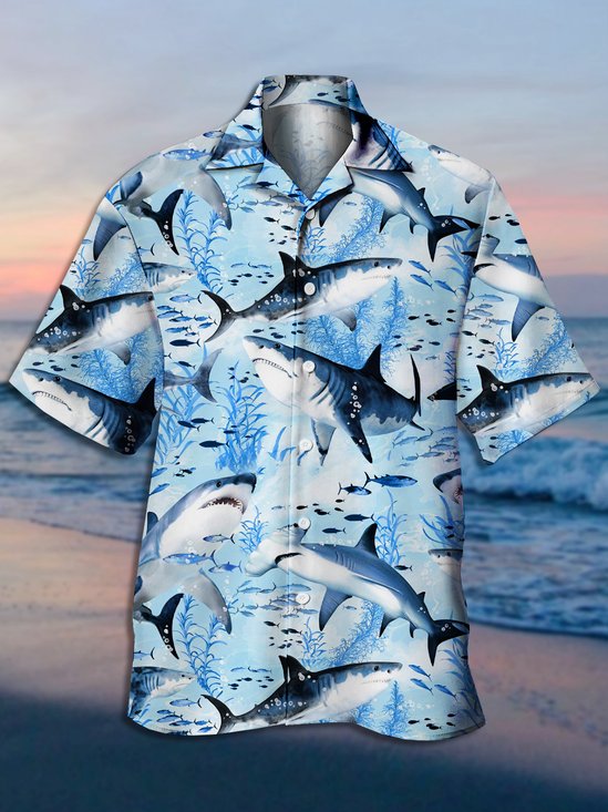 Men's Marine Animal Print Casual Hawaiian Shirt