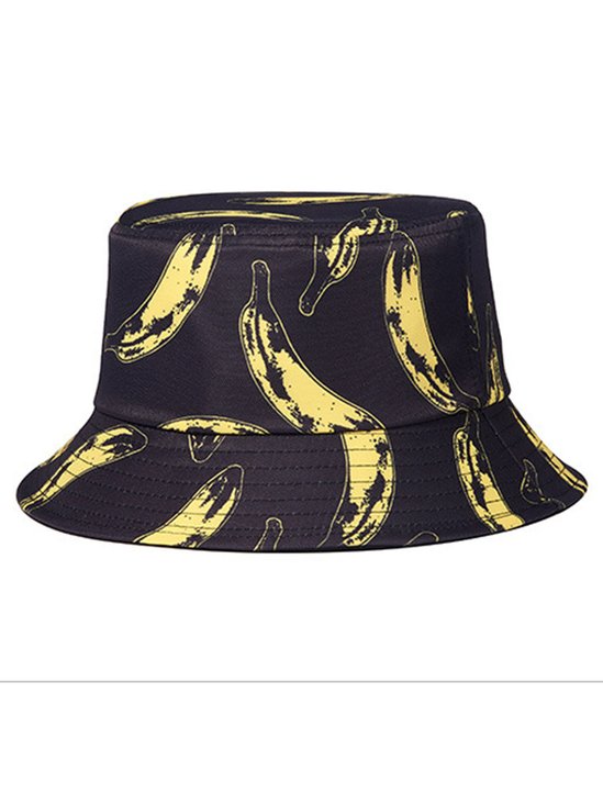 Men's Holiday Street Personality Banana Print Bucket Hat