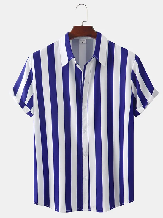 Casual Striped Short Sleeve Shirt