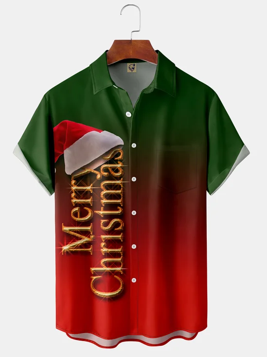 Christmas Chest Pocket Short Sleeve Shirt