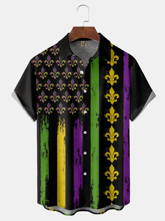 Mardi Gras Chest Pocket Short Sleeve Shirt