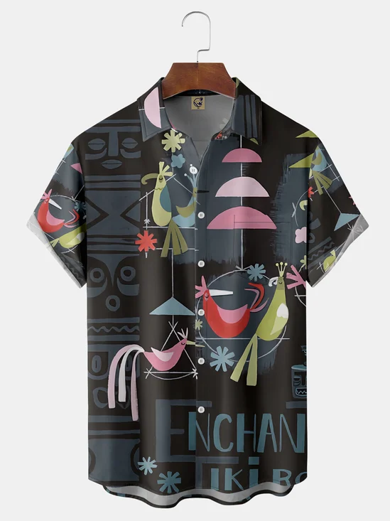 Tiki Chest Pocket Short Sleeve Hawaiian Shirt