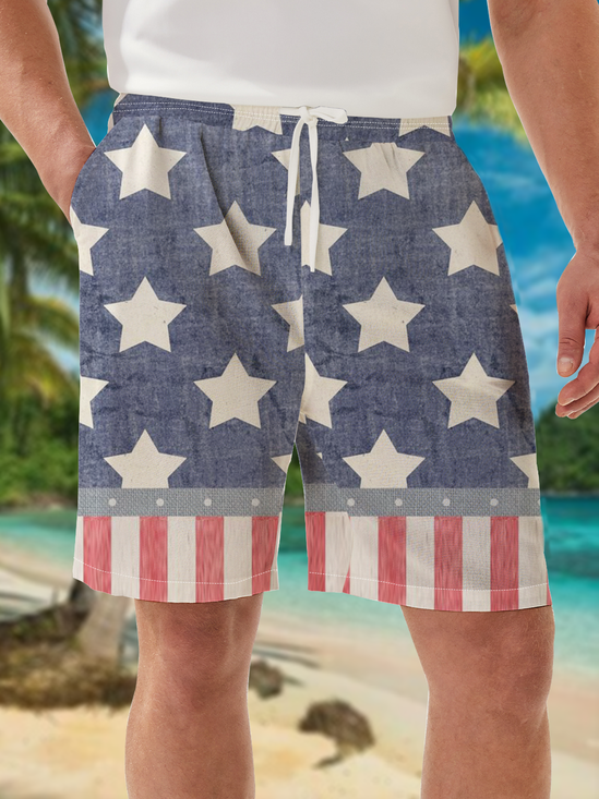 Hardaddy American Flag Print Bermuda Shorts
