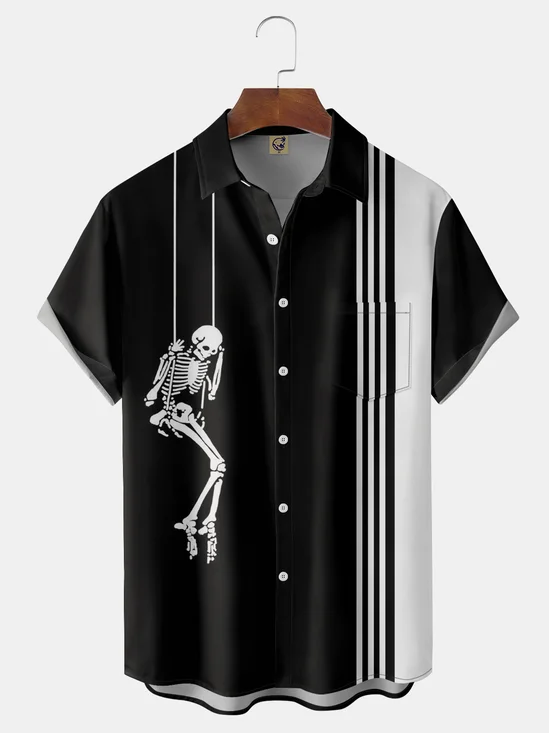 Skull Chest Pocket Short Sleeve Shirt