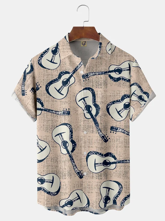 Guitar Chest Pockets Short Sleeve Shirts