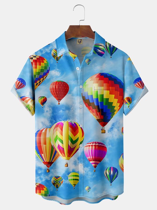 Balloon Chest Pocket Short Sleeve Hawaiian Shirt