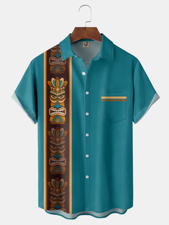 Hardaddy TIKI Chest Pocket Short Sleeve Bowling Shirt