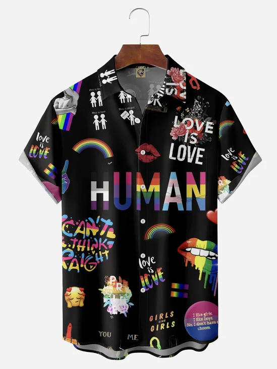 LGBT Love Chest Pocket Short Sleeve Casual Shirt