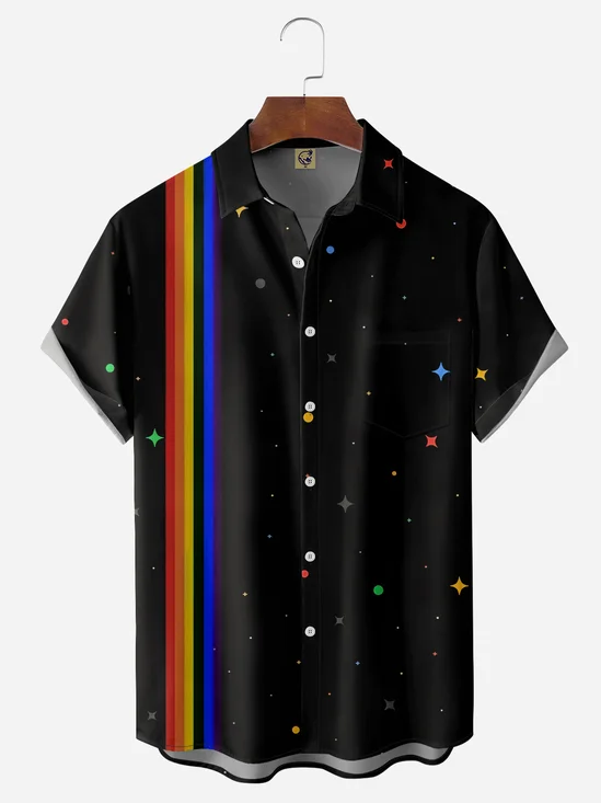 LGBT Love Chest Pocket Short Sleeve Bowling Shirt
