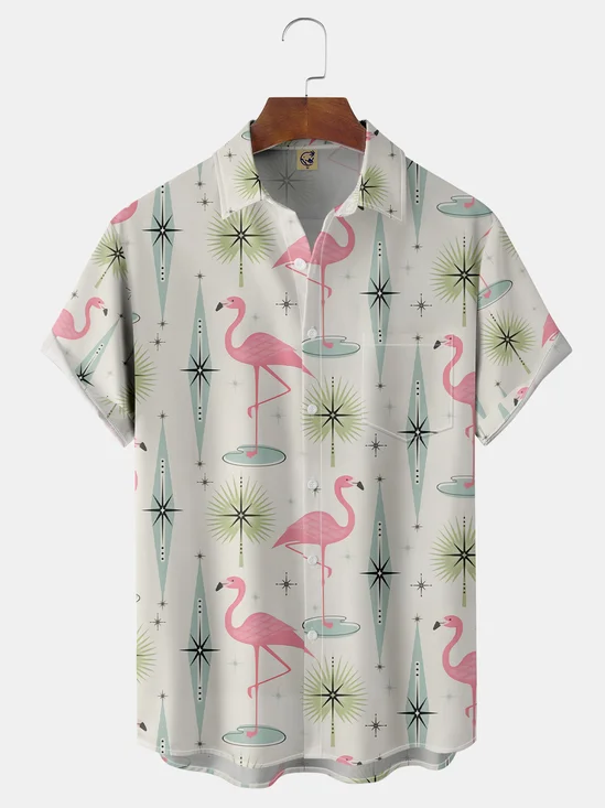 Hardaddy Flamingo Chest Pocket Short Sleeve Shirt