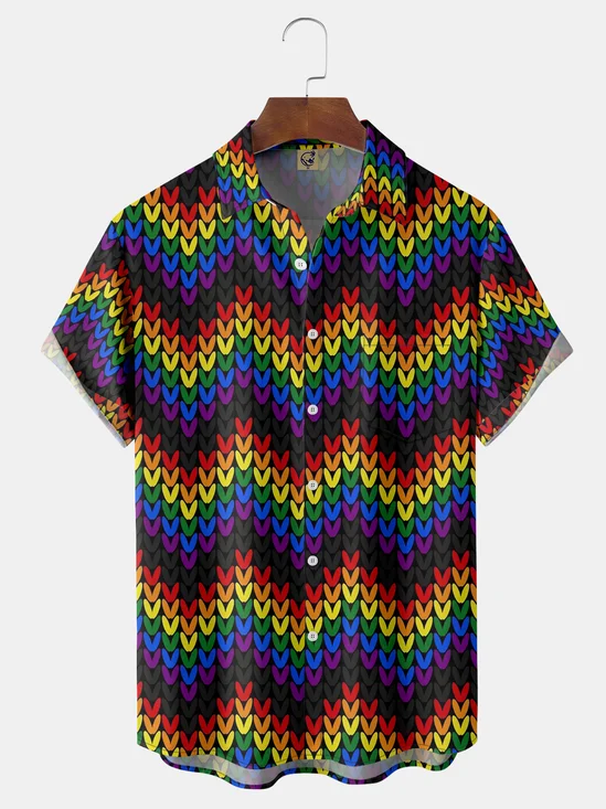 LGBT Chest Pocket Short Sleeve Casual Shirt