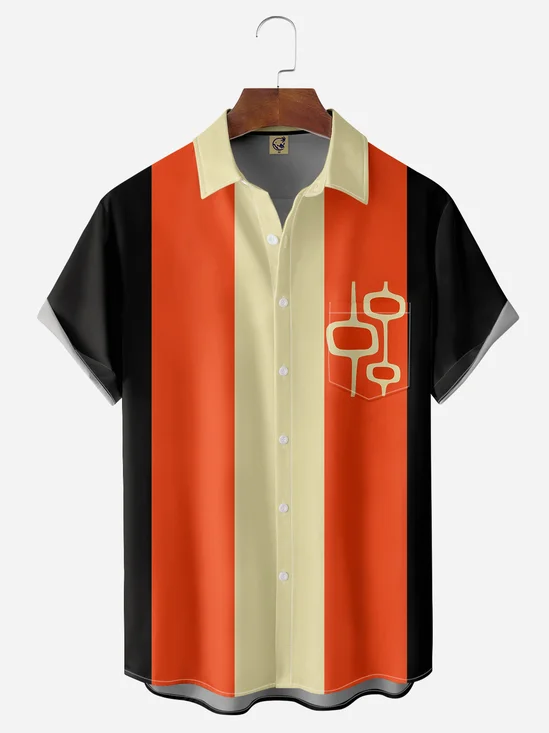 Geometric Chest Pocket Short Sleeves Casual Shirts