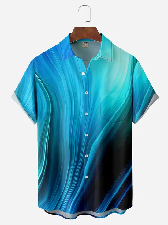 Rock Wave Chest Pocket Short Sleeve Casual Shirt