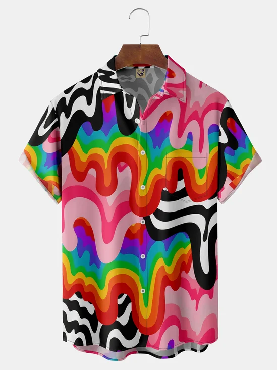 LGBT Pride Chest Pocket Short Sleeve Casual Shirt