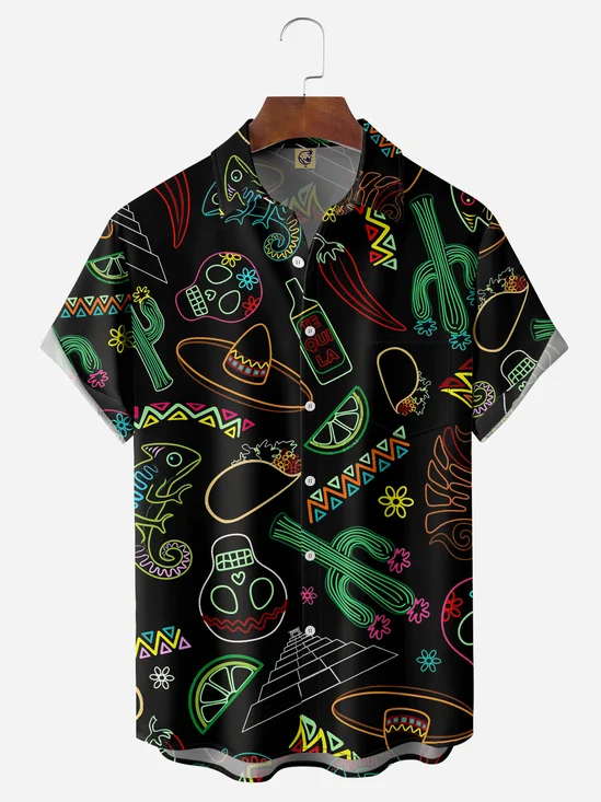 Cinco De Mayo Chest Pocket Short Sleeve Casual Shirt