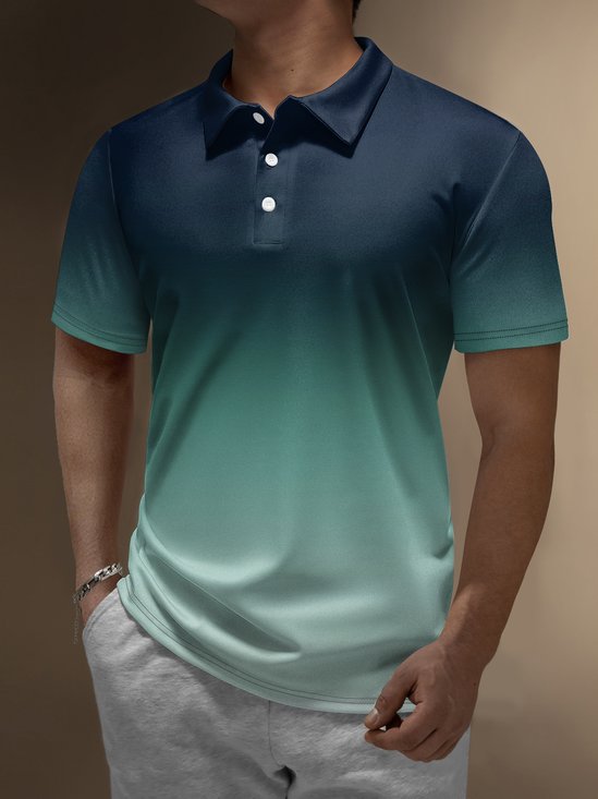 Hardaddy Ombre Button Short Sleeve Polo Shirt