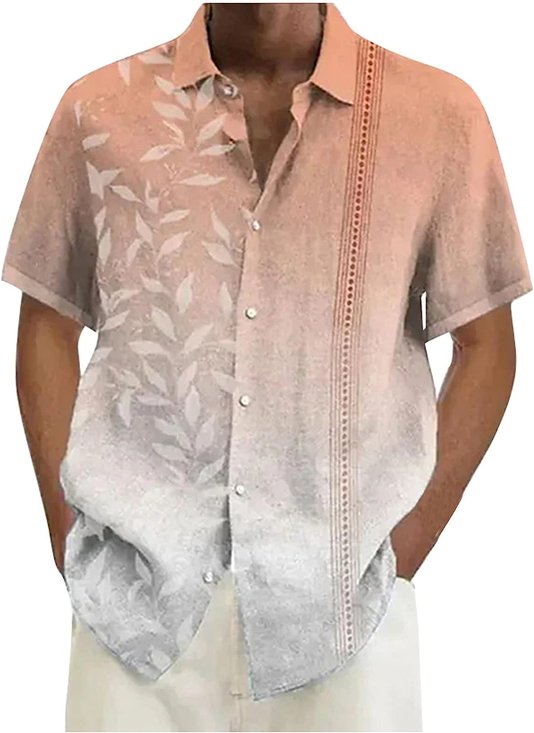 Hardaddy Hawaiian Floral Gradient Short Sleeve Casual Bowling Shirt
