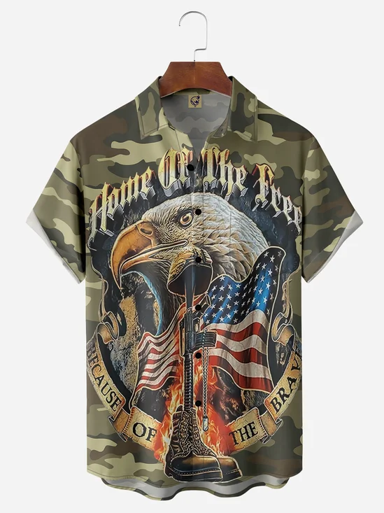 Veterans Memorial Day Chest Pocket Short Sleeve Shirt