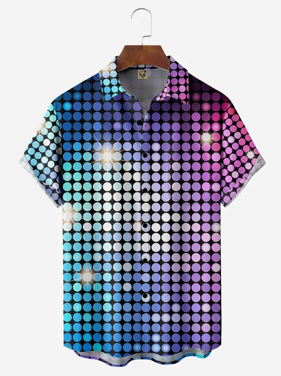 70s Vintage Chest Pocket Short Sleeve Disco Shirt