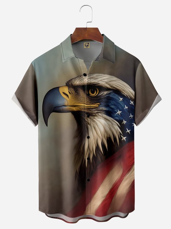 Eagle Proud Chest Pocket Short Sleeve Casual Shirt