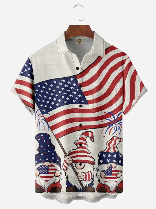 American Gnomes Chest Pocket Short Sleeve Casual Shirt