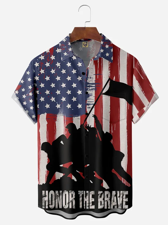 Veterans Memorial Day Chest Pocket Short Sleeve Shirt