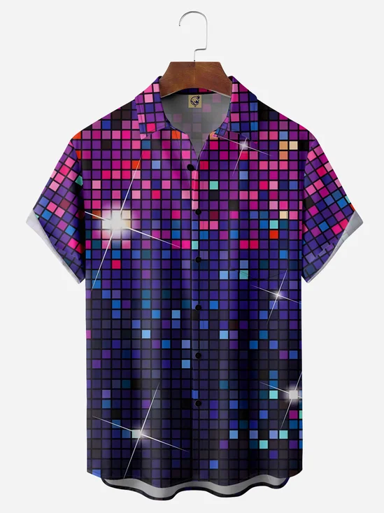 70s Vintage Chest Pocket Short Sleeve Disco Shirt