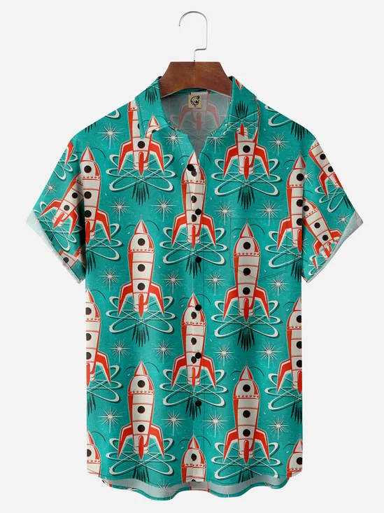 Art Rocket Chest Pocket Short Sleeve Casual Shirt