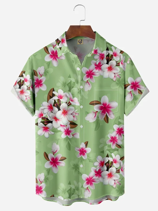 Plumeria Chest Pocket Short Sleeve Hawaiian Shirt