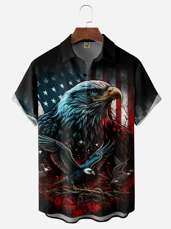 Independence Day Chest Pocket Short Sleeve Shirt
