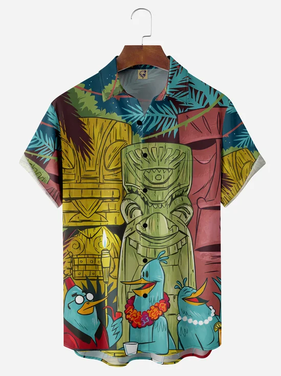 Tiki Chest Pocket Short Sleeves Hawaiian Shirts