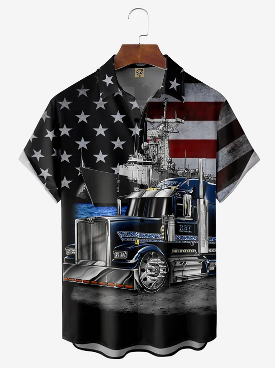 Truck Chest Pocket Short Sleeve Shirt