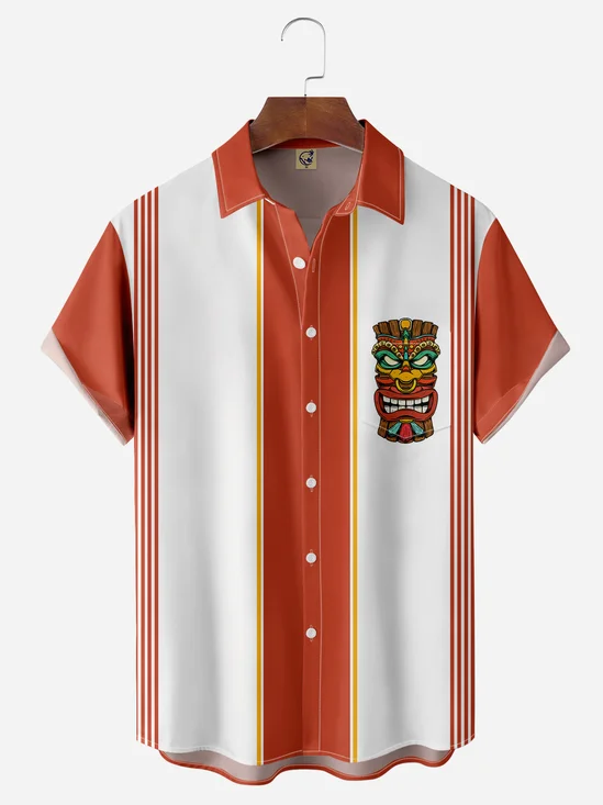 Tiki Chest Pocket Short Sleeve Bowling Shirt