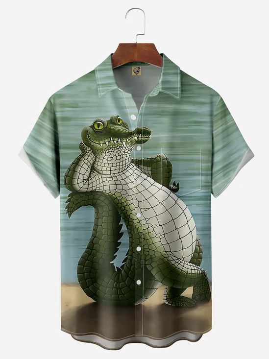 Crocodile Chest Pocket Short Sleeve Shirt