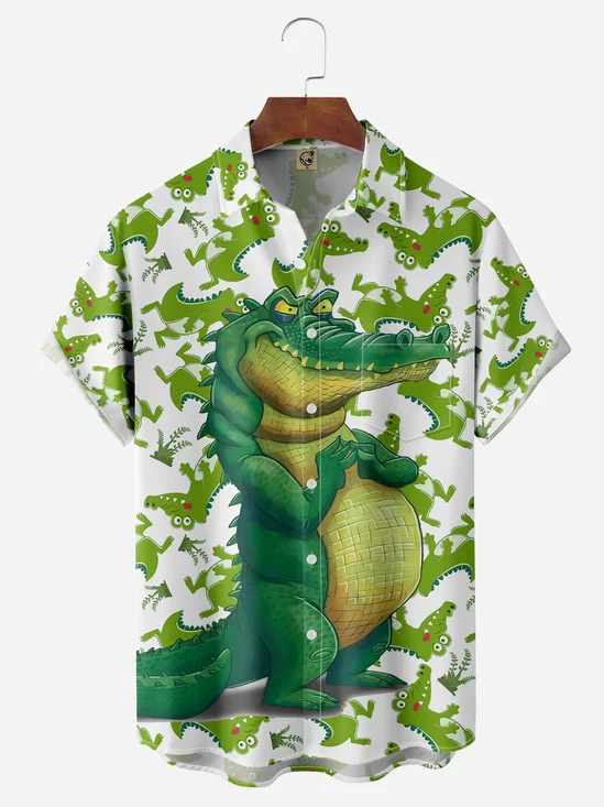 Crocodile Chest Pocket Short Sleeve Shirt