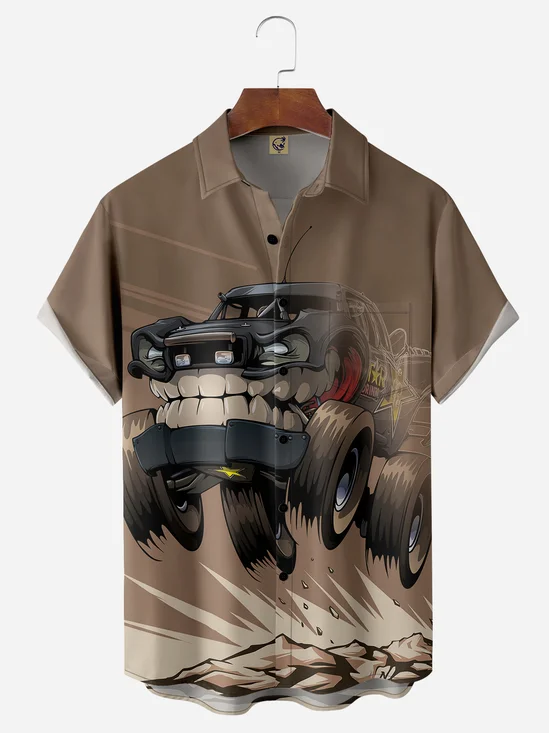 Monster Truck Chest Pocket Short Sleeve Casual Shirt