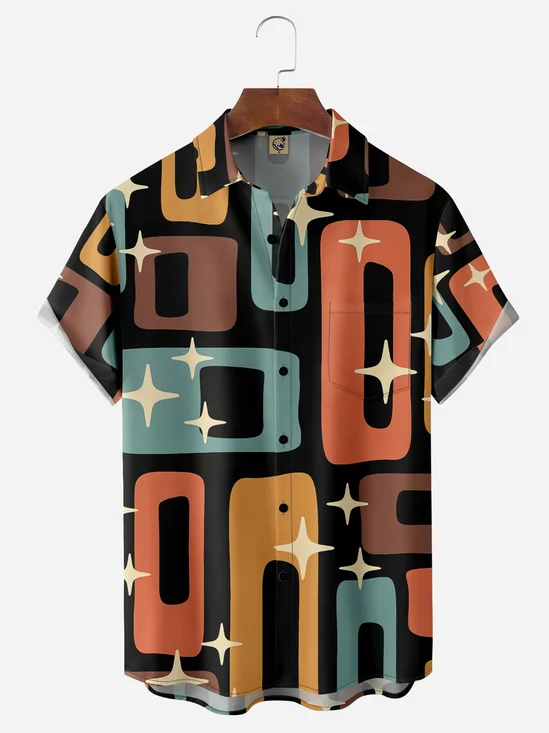 Mid Century Geometry Chest Pocket Short Sleeve Shirt