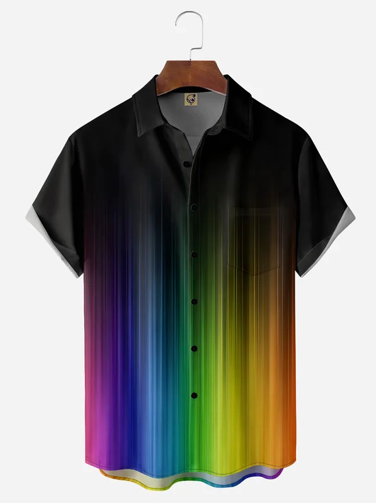 Rainbow Chest Pocket Short Sleeve Casual Shirt