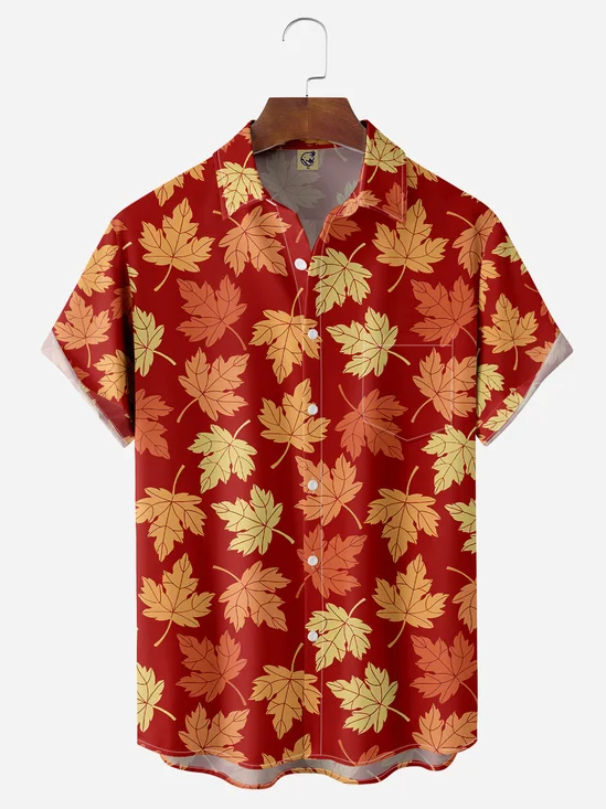 Canada Maple Leaf Chest Pocket Short Sleeves Casual Shirts