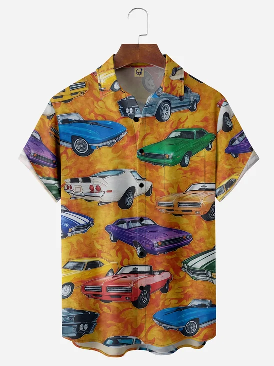 American Muscle Car Chest Pocket Short Sleeve Casual Shirt