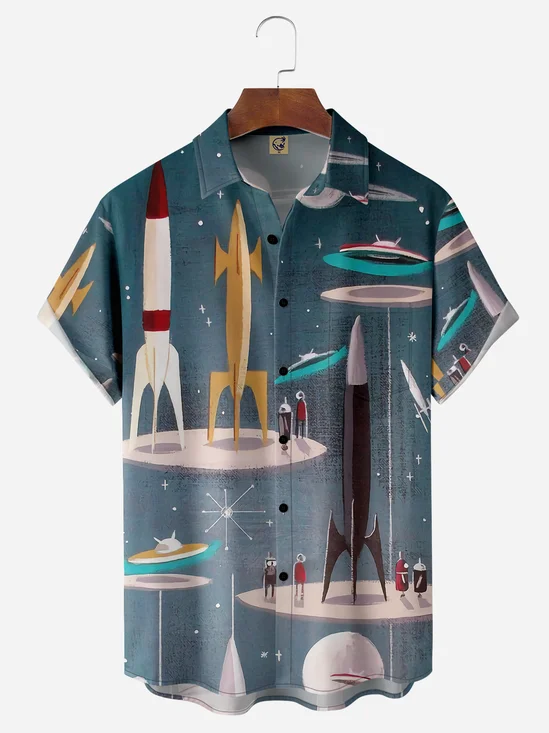 Spacecraft Chest Pocket Short Sleeve Shirt