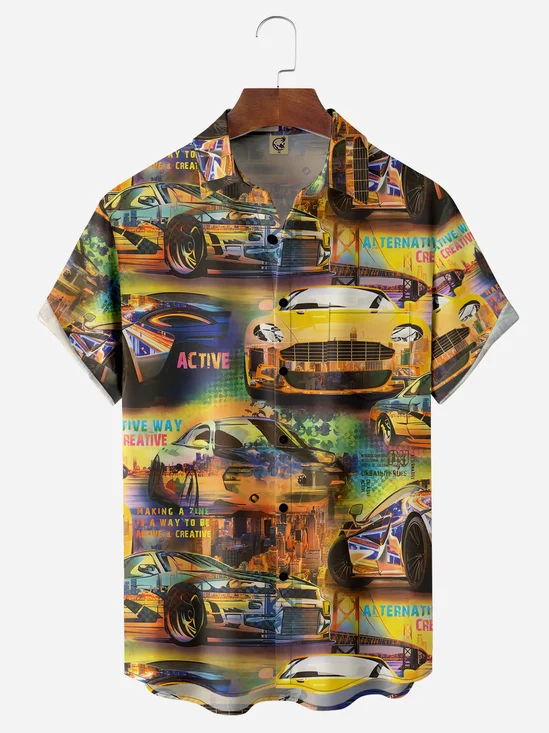 Racing Chest Pocket Short Sleeve Casual Shirt