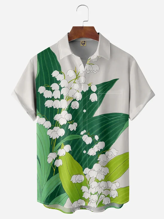 Lily of the Valley Chest Pocket Short Sleeve Hawaiian Shirt